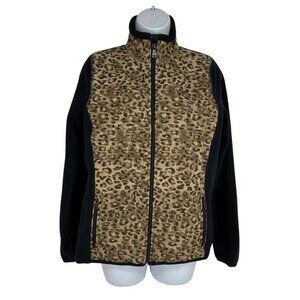 Lauren Ralph Lauren Active Animal Print Fleece Full Zip Jacket Size PM